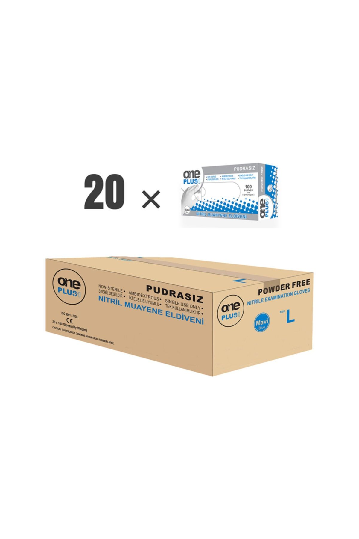 Oneplus 1 Nitril Mavi Muayene Eldiveni 20x100'lü Paket (l)