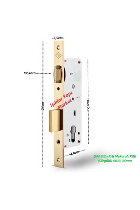 Silindirli Dar Makaralı Gömme Kilit Cerman Barel Kod:6033-35mm (3Anahtar)Ahşap-Metal-Pvc Kapılar Image 0