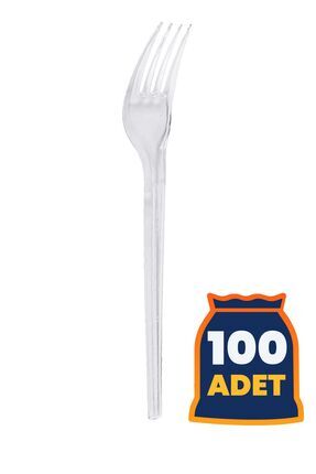 Plastik Şeffaf Standart Çatal - 100 adet Image 0