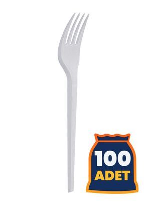 Plastik Beyaz Standart Çatal - 100 adet Image 0