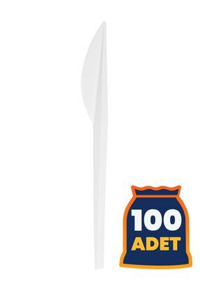 Plastik Beyaz Standart Bıçak - 100 adet Image 0