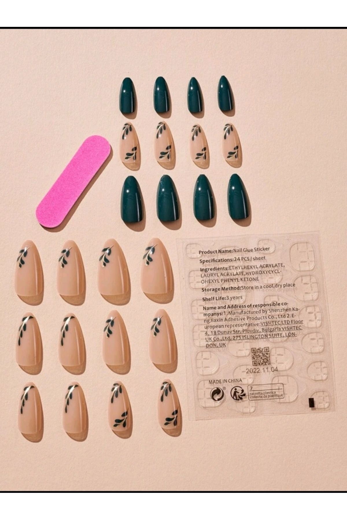 ست ناخن مصنوعی 24 تکه مدل های سایز متوسط