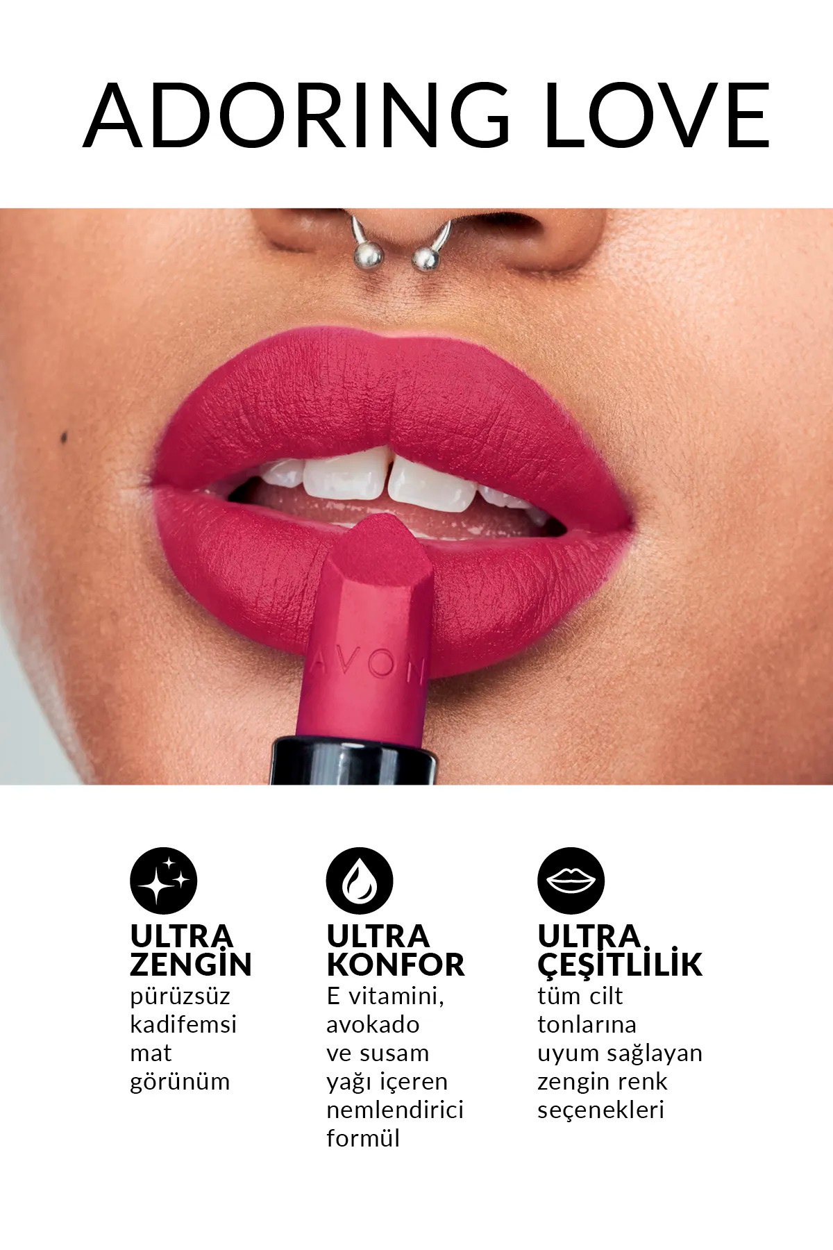 رژ لب مات قرمز سوپریم + خط چشم مشکی + رژ لب مات لاو ادورینگ + آینه جیبی لوایدر