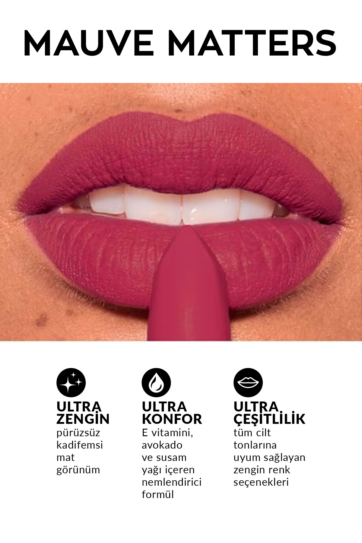 رژ لب مات شگفت‌انگیز موکا + خط چشم مشکی + رژ لب مات ماوو ماترز + آینه جیبی Lovider