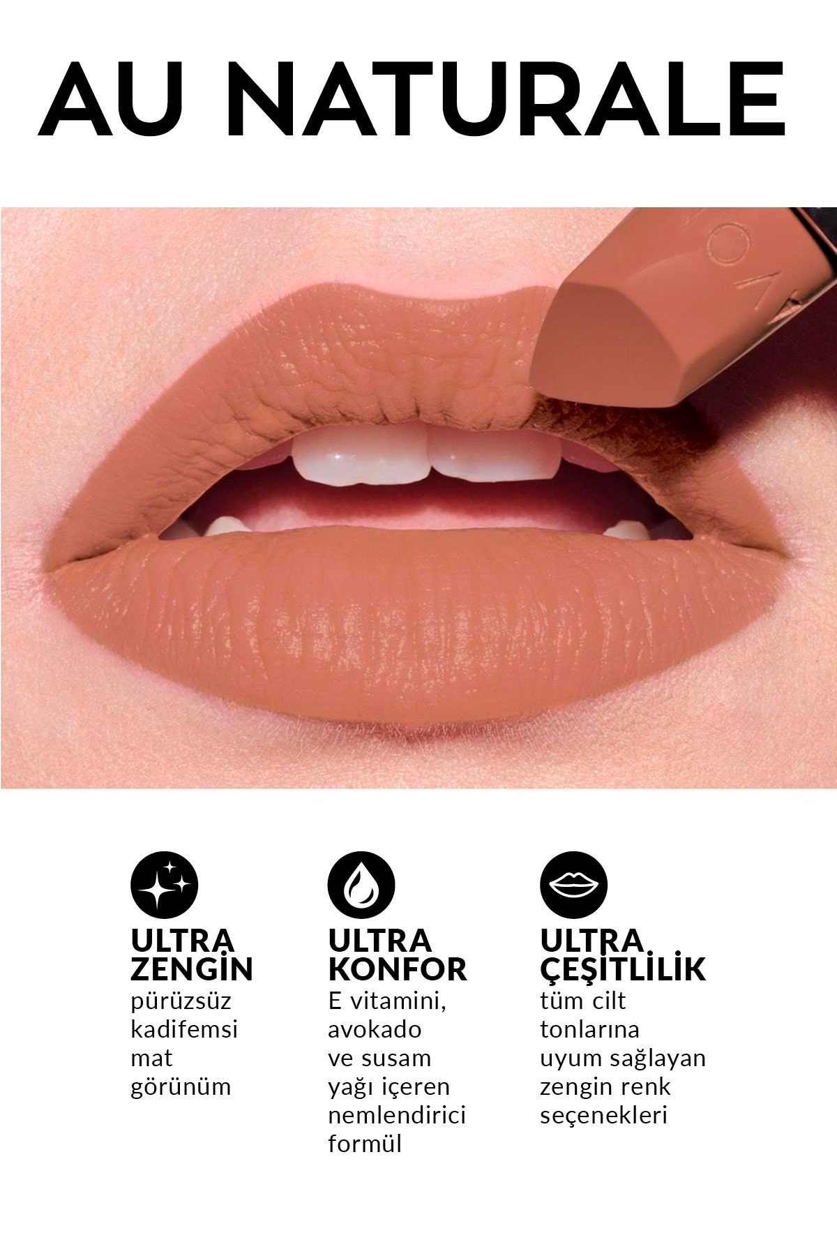 رژ لب مات Au Naturale x 2 عدد + مداد چشم مشکی + آینه جیبی Lovider