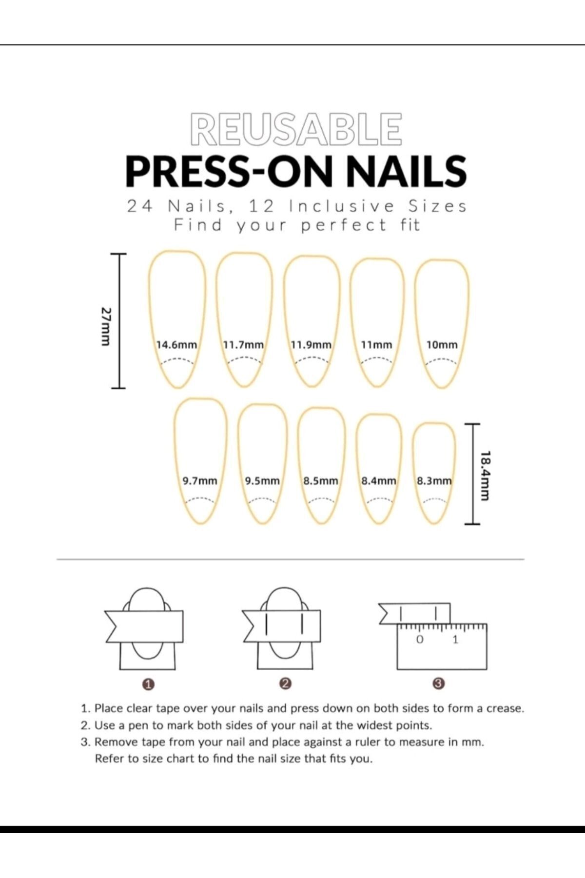 ست ناخن مصنوعی 24 تکه مدل های سایز متوسط