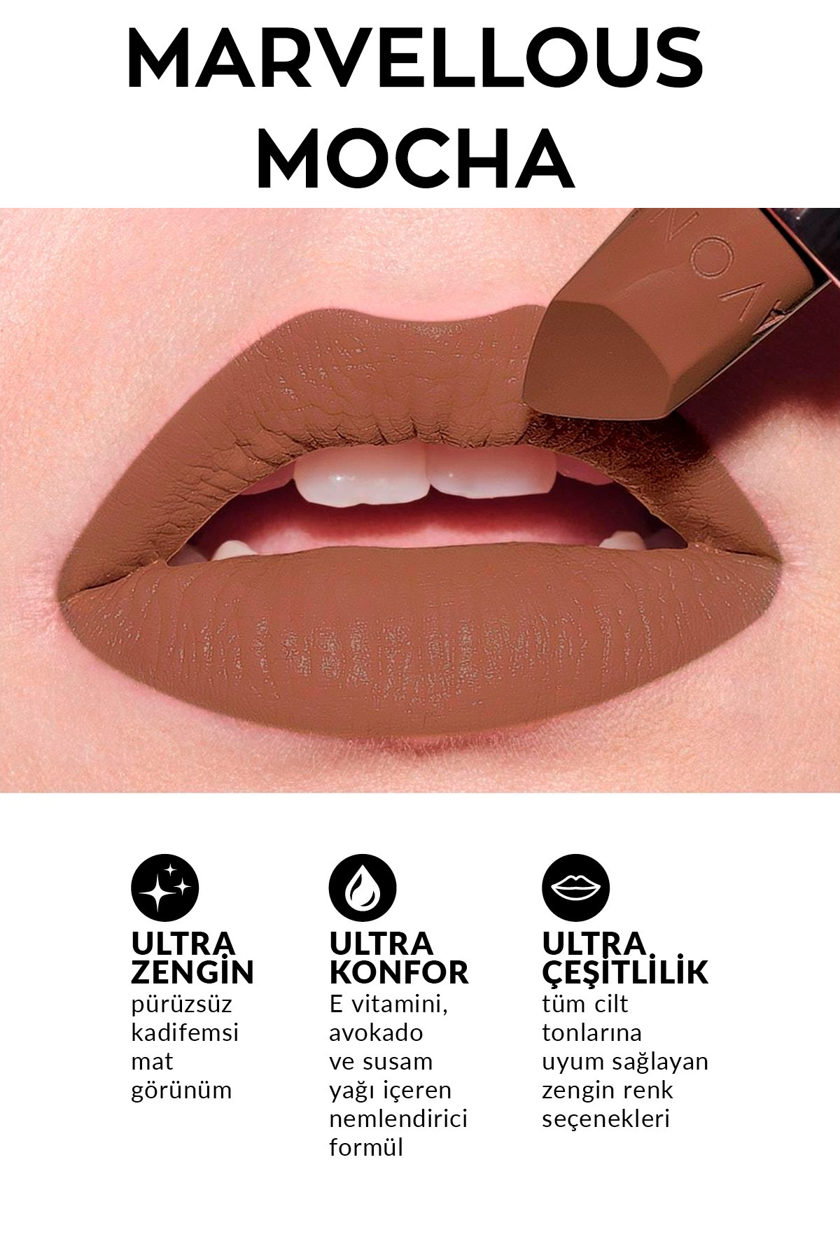 رژ لب مات موکا شگفت انگیز + خط چشم مشکی + رژ لب مات صورتی برقی + آینه جیبی Lovider