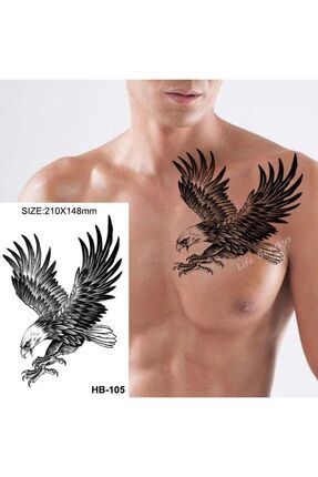 Gerçekci Geçici Dövme Tattoo Kartal Desenli Dövme Etiket Kadın Erkek Kol Bacak Image 0