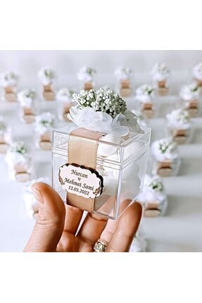 Nikah Şekeri Söz Nişan Düğün Hediyelikleri Badem Şekerli Mika Kutu Nks-121 - 50 Adet Image 0