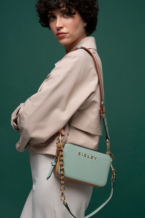 KADIN ÇAPRAZ ÇANTA YEŞİL-CAMEL SLY070 Image 0