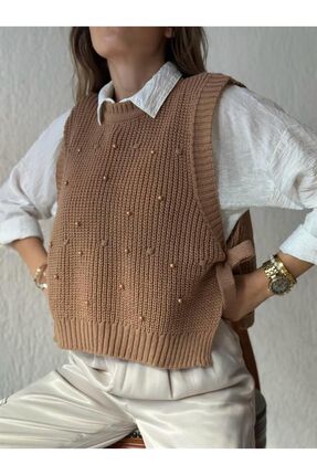 İnci Detaylı Yandan Bağlamalı Süveter Image 0