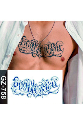 1 Ay Kalıcı Gerçekci Yazı Model Sırt Gögüs Geçici Dövme Tattoo Image 0