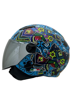 765 SPRİNG MAVİ SARI  KASK ( GÜNEŞ VİZÖRLÜ ) Image 0