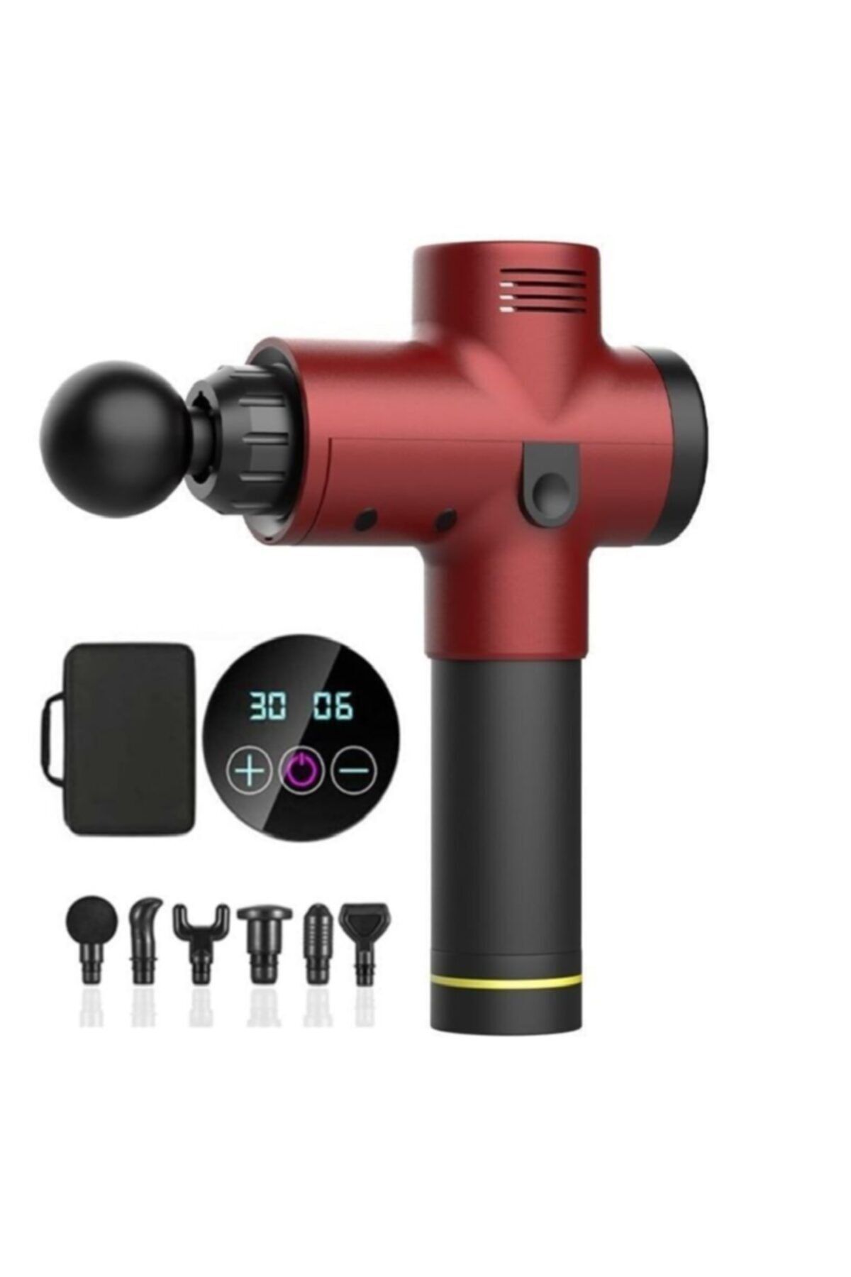Tekno İthalat Premio 30 Kademeli 6 Başlıklı Lcd Ekranlı Masaj Tabancası Masaj Cihazı Fitness Sporcu Masaj Aleti