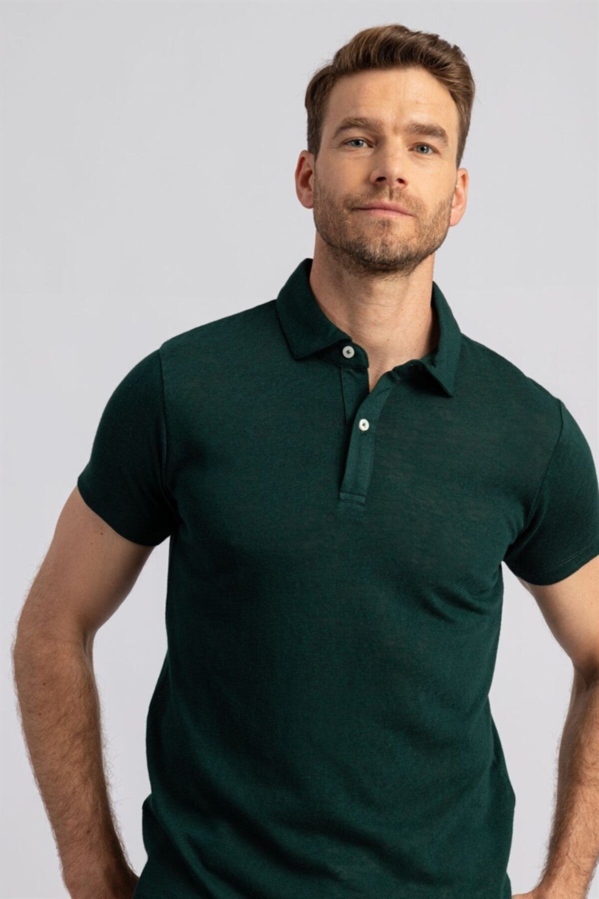 Tudors Slim Fit Dar Kesim Merserize Keten Pamuk Polo Yaka Erkek Tshirt