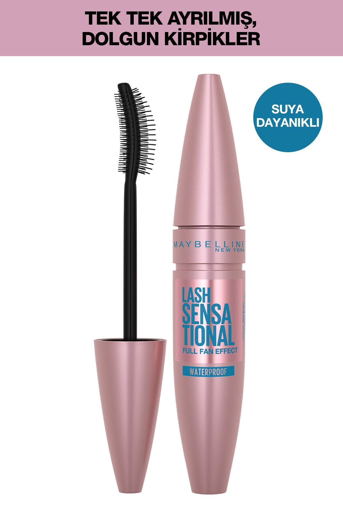 Maybelline New York Lash Sensational Yelpaze Etkili Suya Dayanıklı Siyah Waterproof Maskara