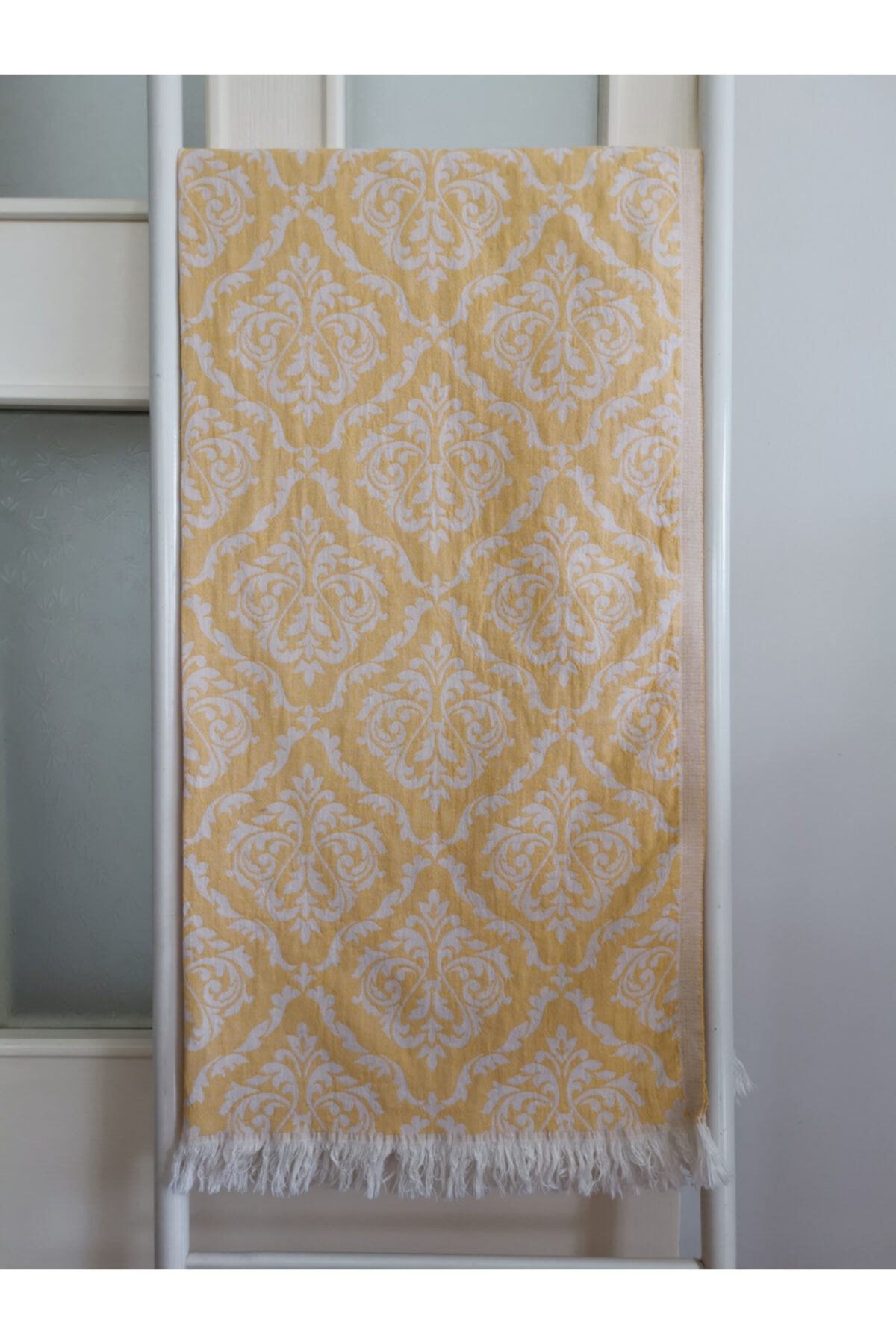Melis Home Peştamal Banyo Havlusu , Plaj Havlusu %100 Pamuk , Çift Katlı Damask Sarı