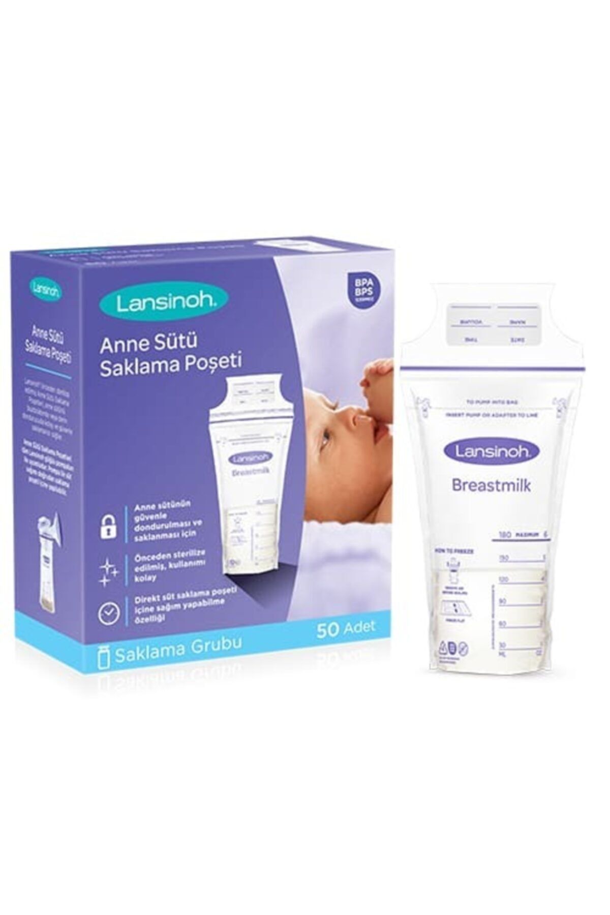 LANSINOH ® Anne Süt Saklama Poşeti 1 Paket 50 Adet - Ezgisepeti40073