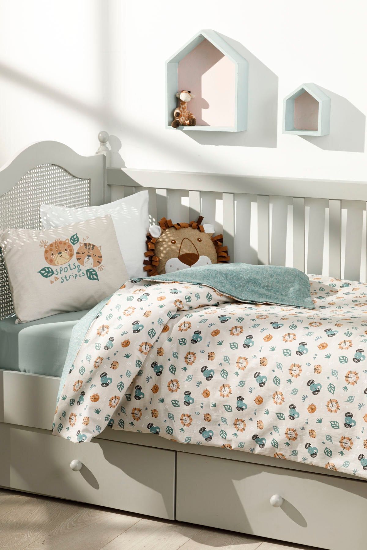 english home baby lion pamuklu bebe nevresim takimi 100x150 cm yesil fiyati yorumlari trendyol