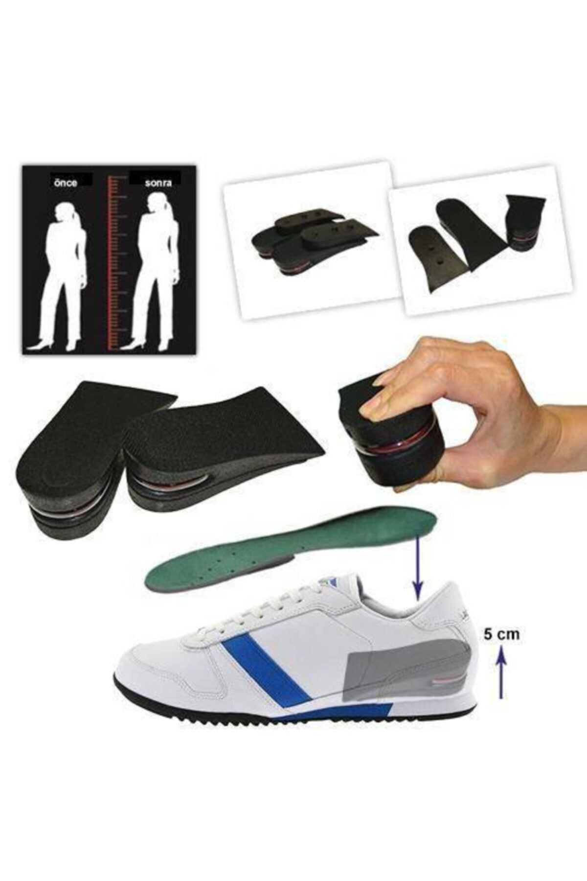 Çokuygunuz Hava Yastıklı Boy Uzatıcı Tabanlık 5-7 Cm Arası Fazla Boy Uzunluğu