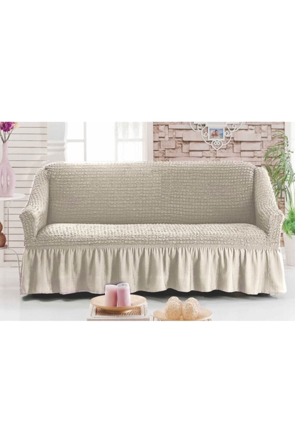 sabirehome Taş Renk Maksi Bürümcük Oturma Grubu Maxi Takım Tek 3’lü 1 Adet Kanefe Kılıfı 180*230 Cm
