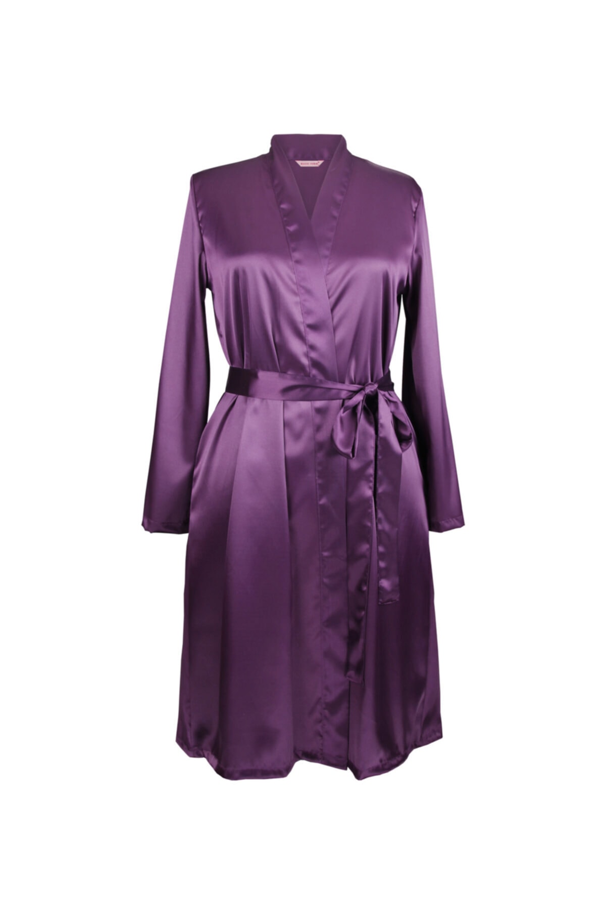 Magic Form Düz-saten Kısa Tek Mürdüm Sabahlık