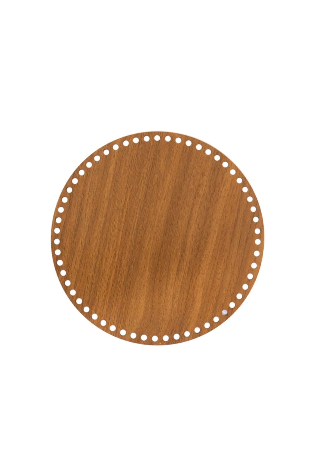 Prestij Boncuk Aren Kahverengi Ahşap Makrome Tepsi Yapım Altlığı 30cm