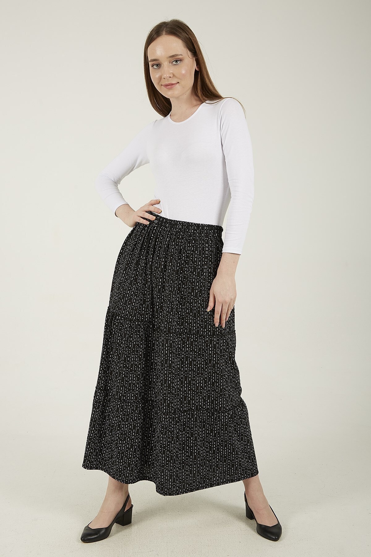 Yağızlar Kadın Siyah Karışık Desen Çingene Etek