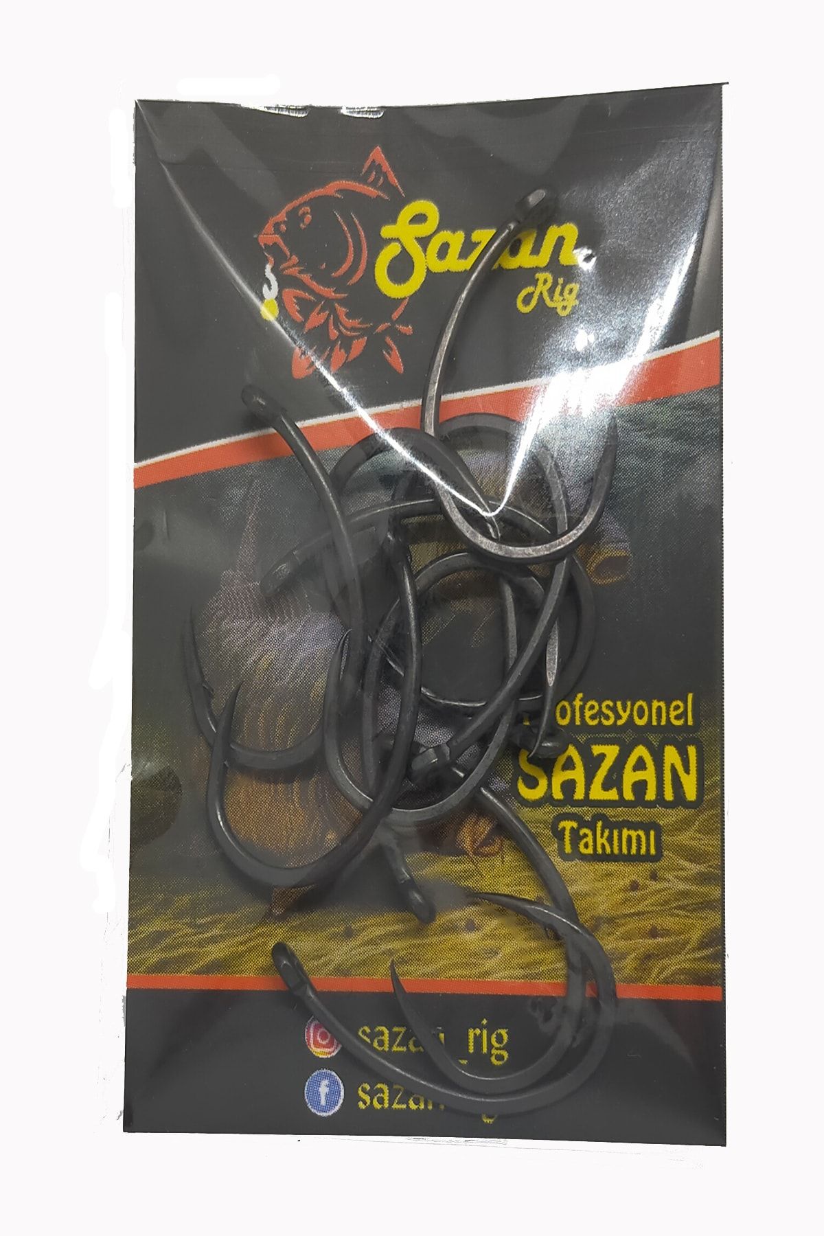 SAZAN RİG Krank Model Teflon Mat Siyah Delikli Olta Iğnesi 2 No (10 Adet)
