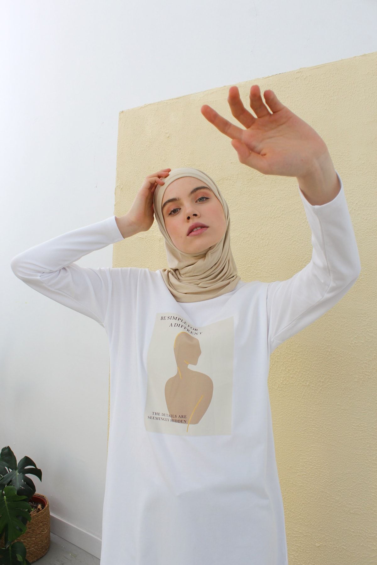 ALLDAY Beyaz Silüet Baskılı Uzun Kollu T-shirt Tunik