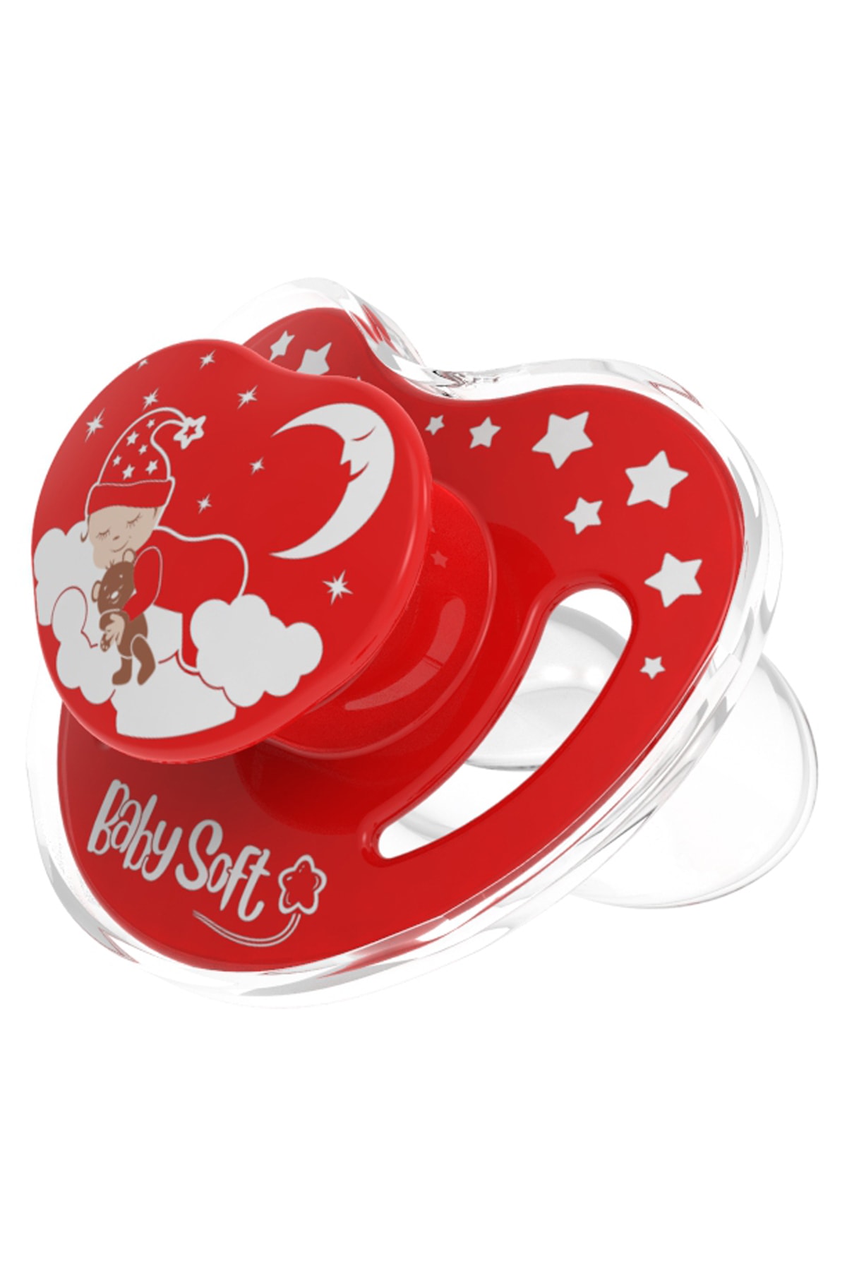 Babysoft Kapaklı Damak Uçlu Kırmızı Uyku Emziği 6-18 Ay Kız / Erkek