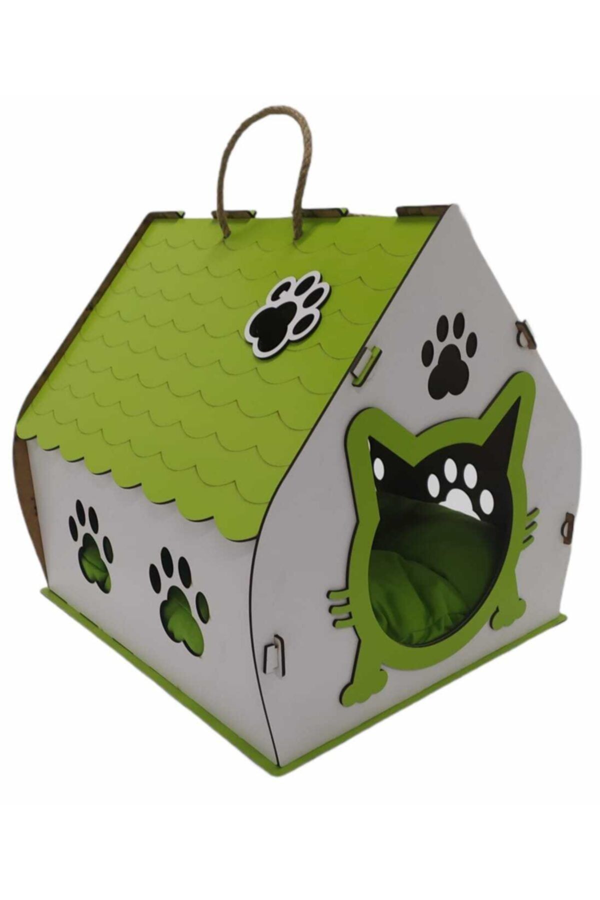 BEST TASARIM ATÖLYESİ Ahşap Yetişkin Kedi Evi Yeşil