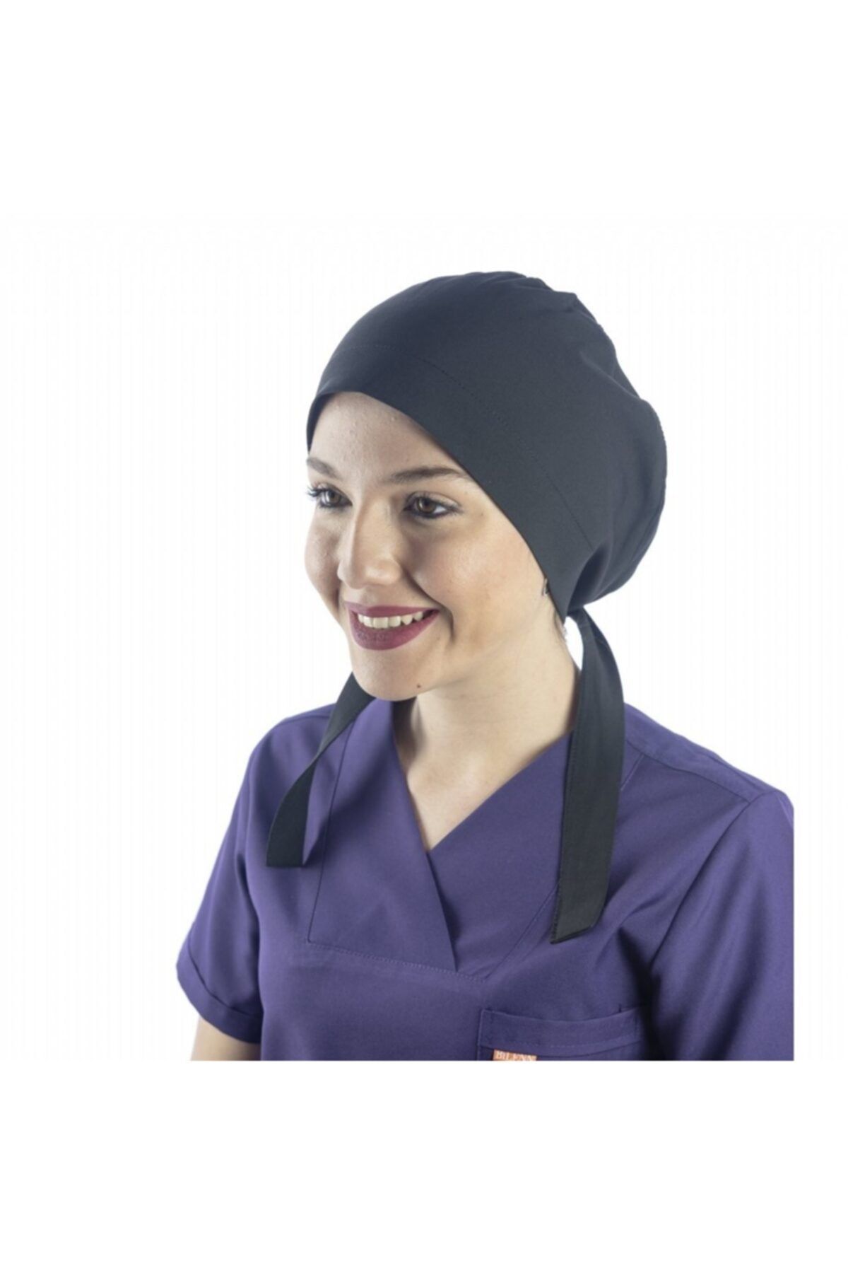Bilenn Tekstil Siyah Tesettür Cerrahi Bone Tesettür Doktor Hemşire Bonesi