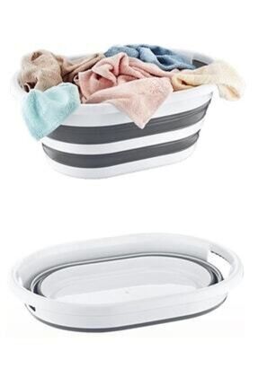 Beyaz Katlanır Çamaşır Sepeti 25 Lt Çamaşır Selesi Akardiyon Image 0