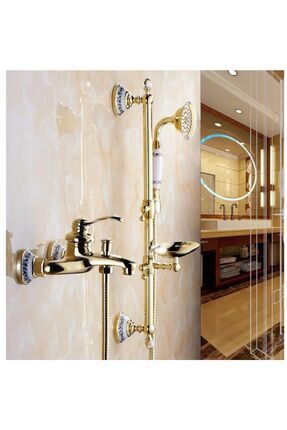 Banyo Altın Dore Duş Seti Özel Taşlı Yeni Model..!!! Adınıza Faturalı 5yıl Garantili Ürün Image 0