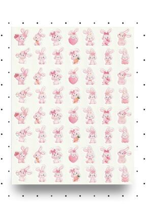 Şirin Tavşanlar Sticker Seti Anaokulu Pembe Tavşan Etiket Pastel Öğretmen Çıkartma Nstı0057 Image 0