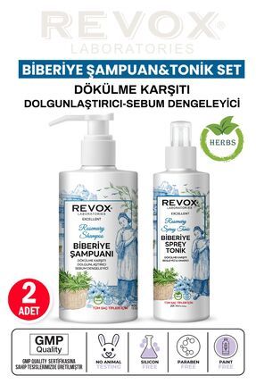 Biberiye Saç Bakım Seti Dökülme Karşıtı Dolgunlaştırıcı Şampuan ve Tonik Sebum Dengeleyici Image 0