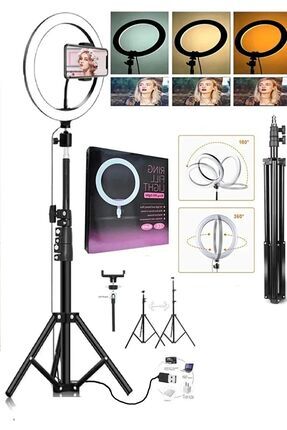 Fotoğraf Video Için Profesyonel Çekim Işığı Panel Ring Light Stüdyo10 Inç 2,1 Metre Tripod Image 0