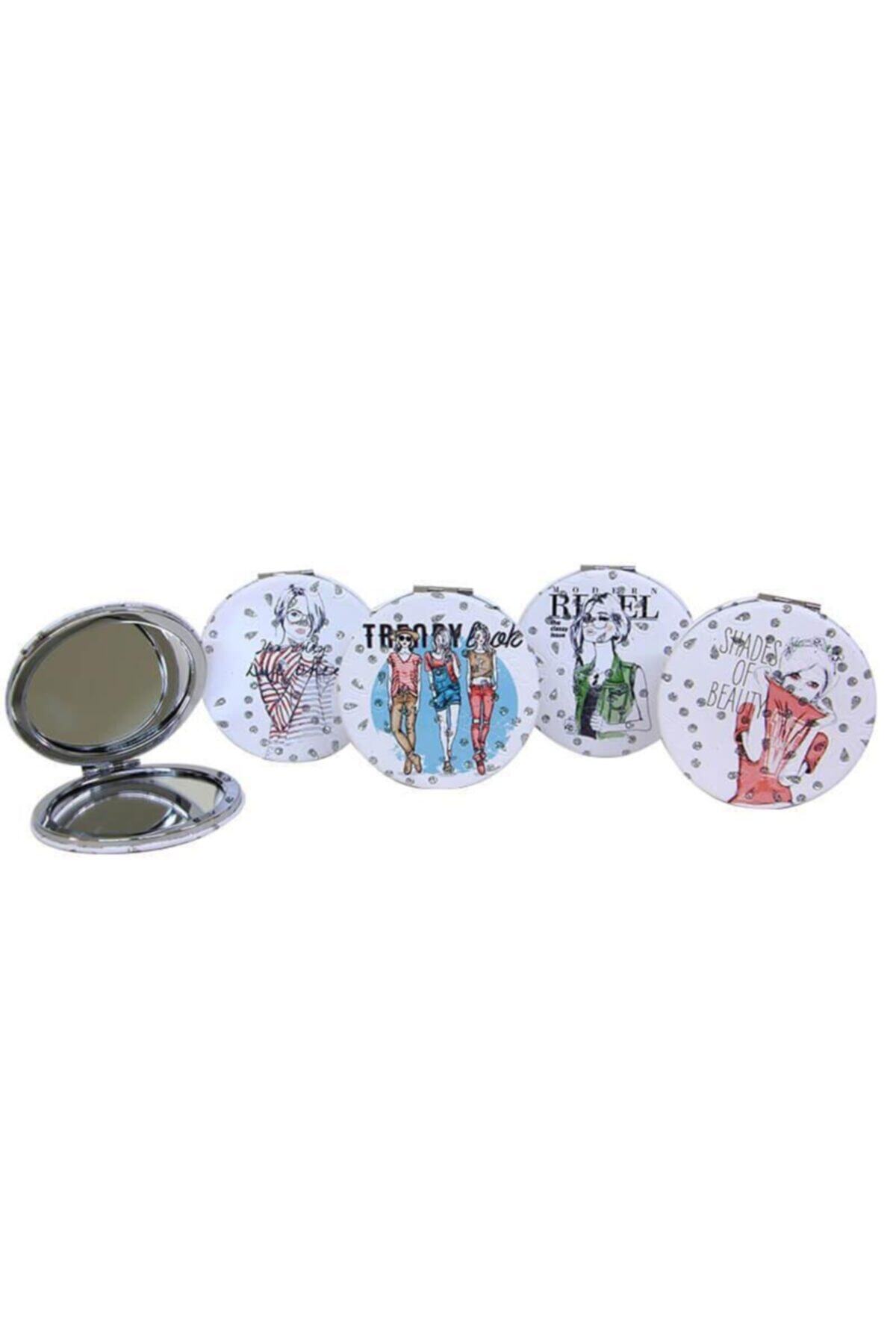 teiracollection Cep Aynası Yuvarlak Taşlı Makyaj Aynası