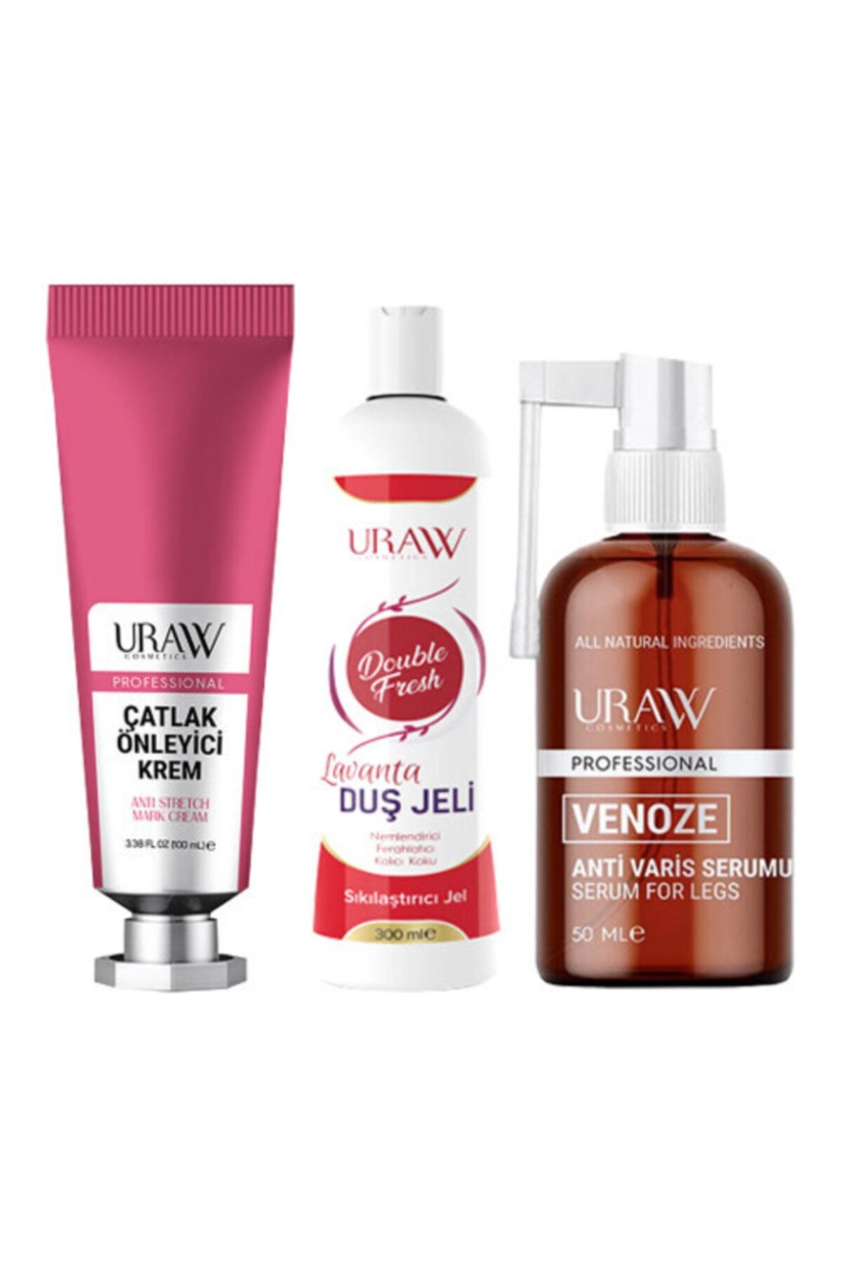 Uraw Çatlak Kremi + Sıkılaştırıcı Duş Jeli + Anti Varis Serum