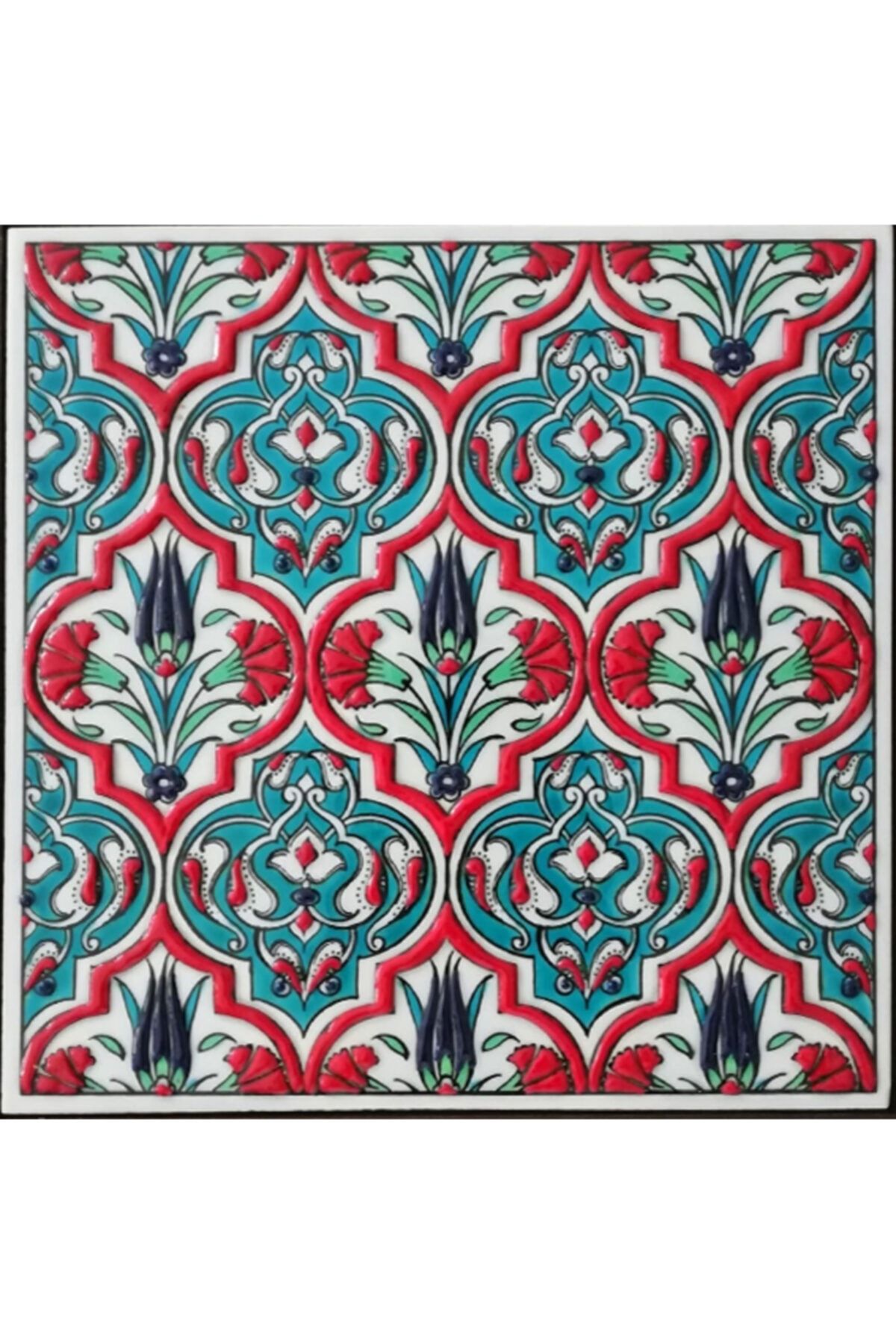Armada Çini 20x20 cm Ed 310 Turkuaz Madalyon El Dekoru Çini Pano