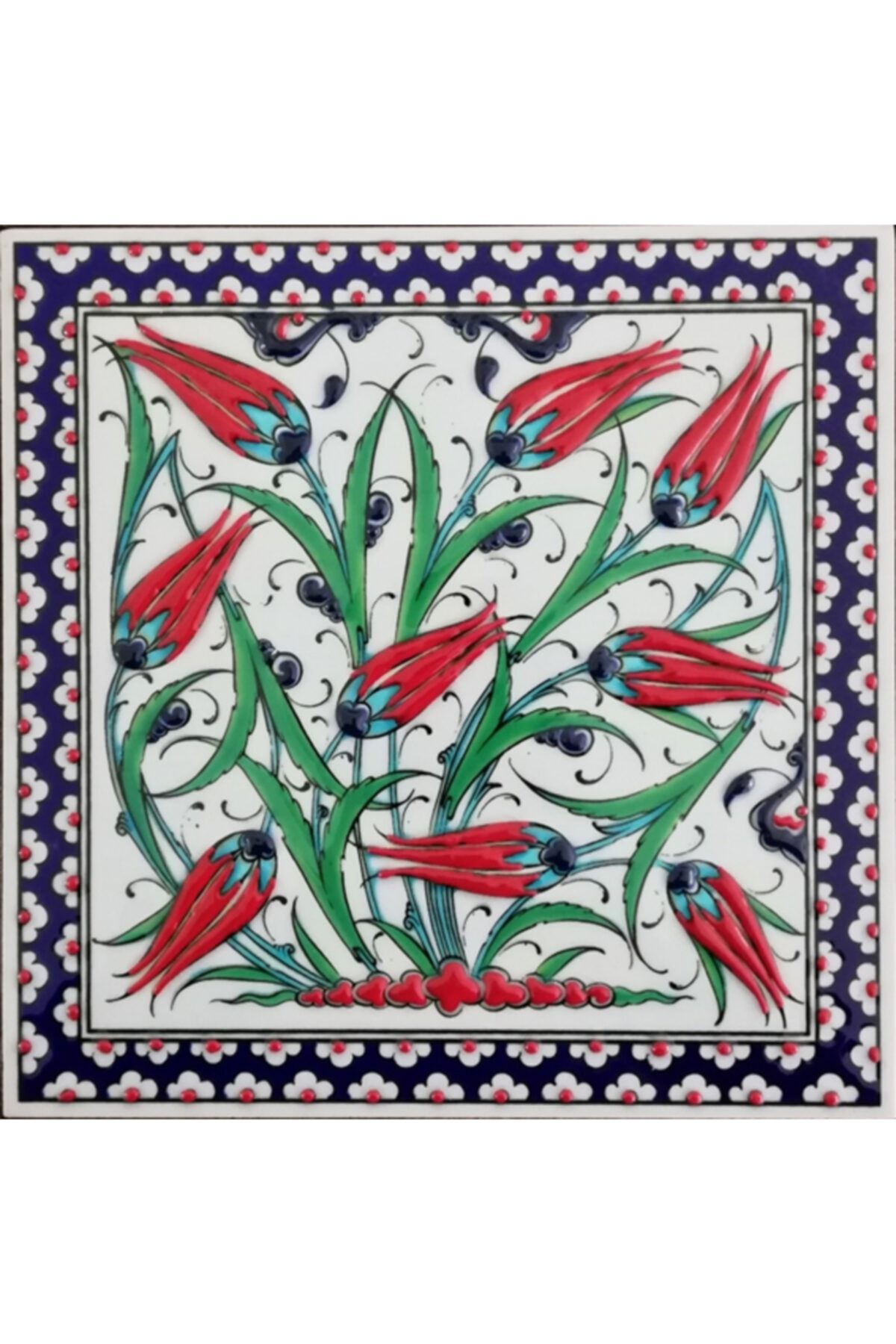 Armada Çini 20x20 cm Ed 304 Kobalt Lalezar El Dekoru Çini Pano