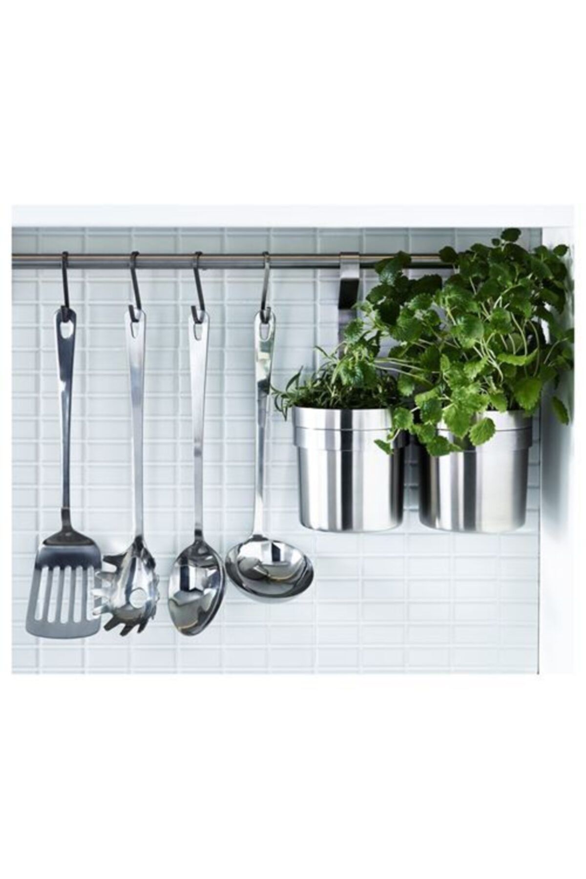 FNF 4 Parça Mutfak Gereçleri Seti 33 Cm Ikea Paslanmaz Çelik Kepçe Kaşık Spatula Spageti Servis Kaşığı