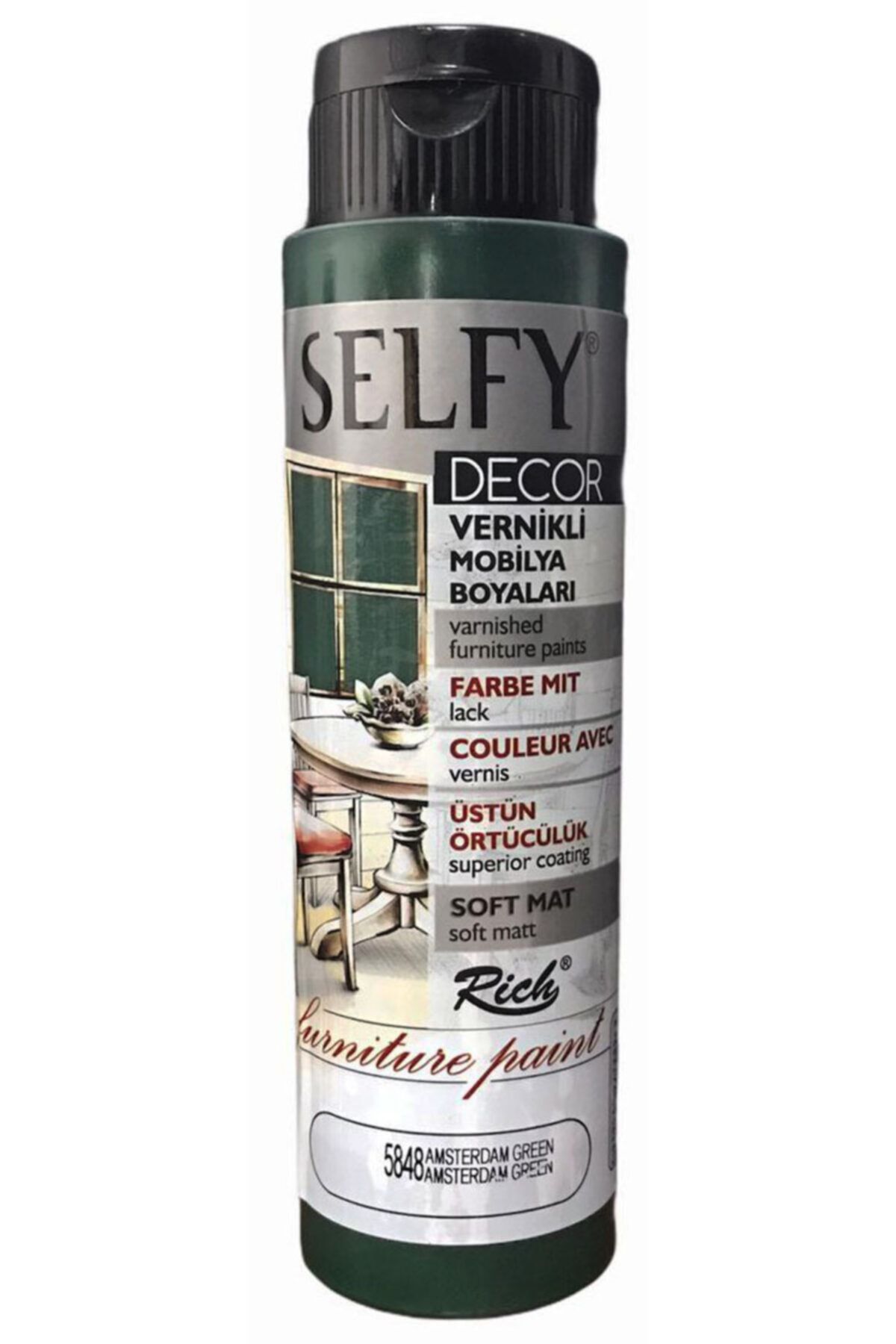 Rich Selfy Decor Vernikli Mobilya Boyası 500 Cc Amsterdam Green 5848