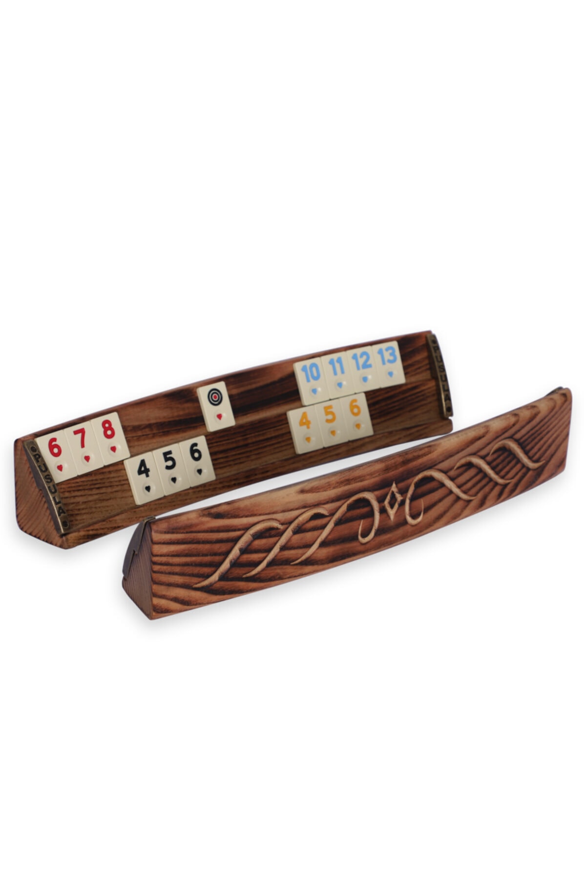 Pusula Oyun Ahşap El Oyması Mostar Oval Okey Takımı 101 Oyun Seti