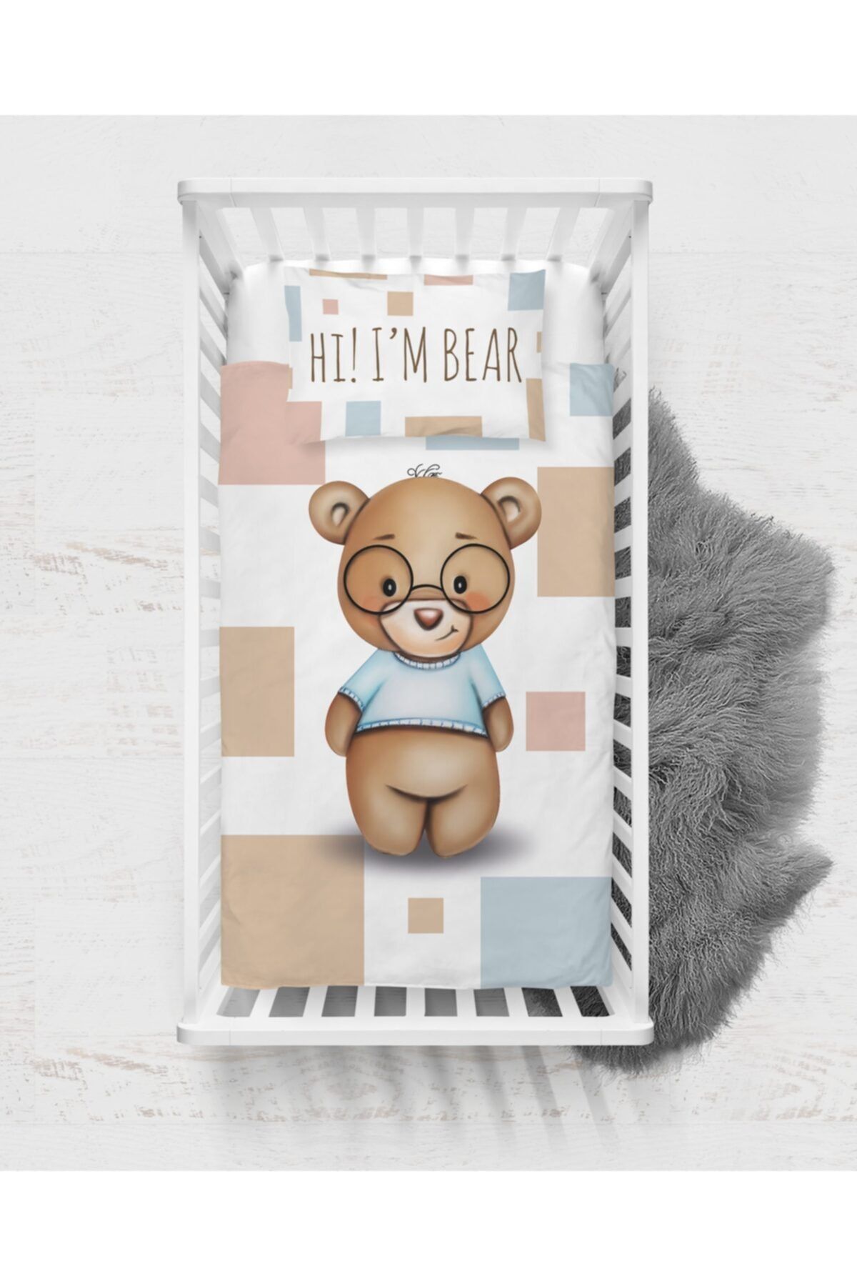 BLZ Hi! I'm Bear Tek Kişilik Nevresim Takımı