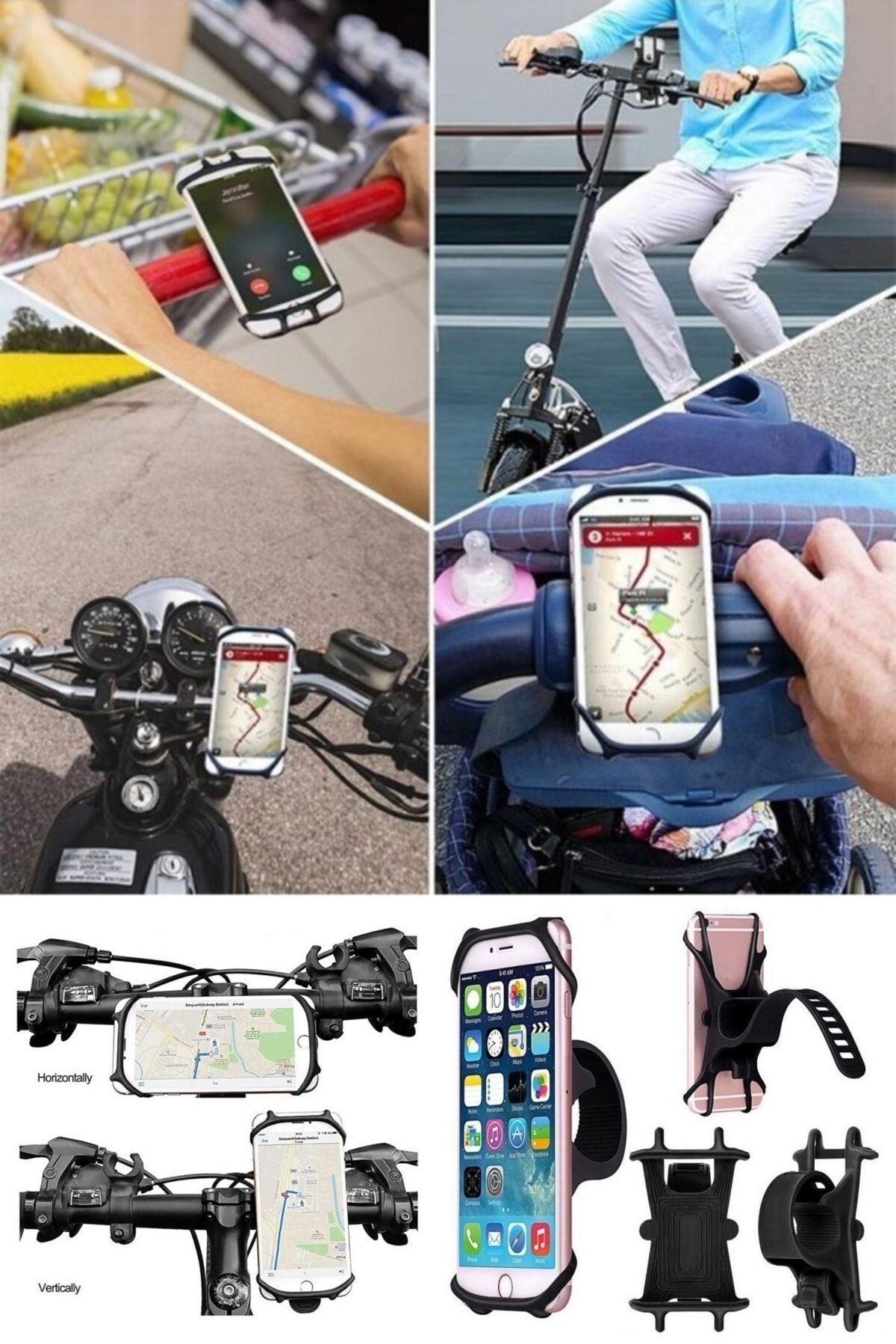 360° rotatable mobile phone holder for bicycles and scooters