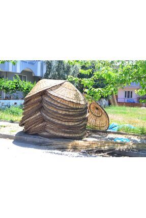 Kahverengi 2 metre çapında hasır semsiye, 10'lu paket, şık ve kullanışlı gölgelik seti Image 0