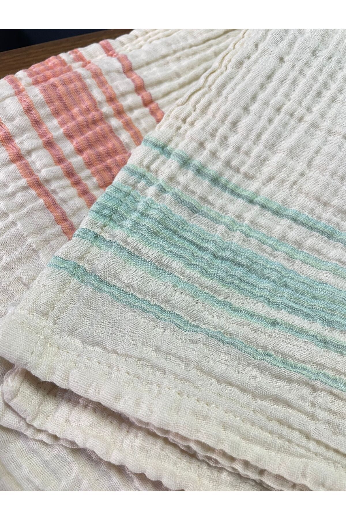 پتوی بچه گانه شست و شوی طبیعی چند منظوره راه راه Yavruağzı Xxl 90x120 سانتی متر