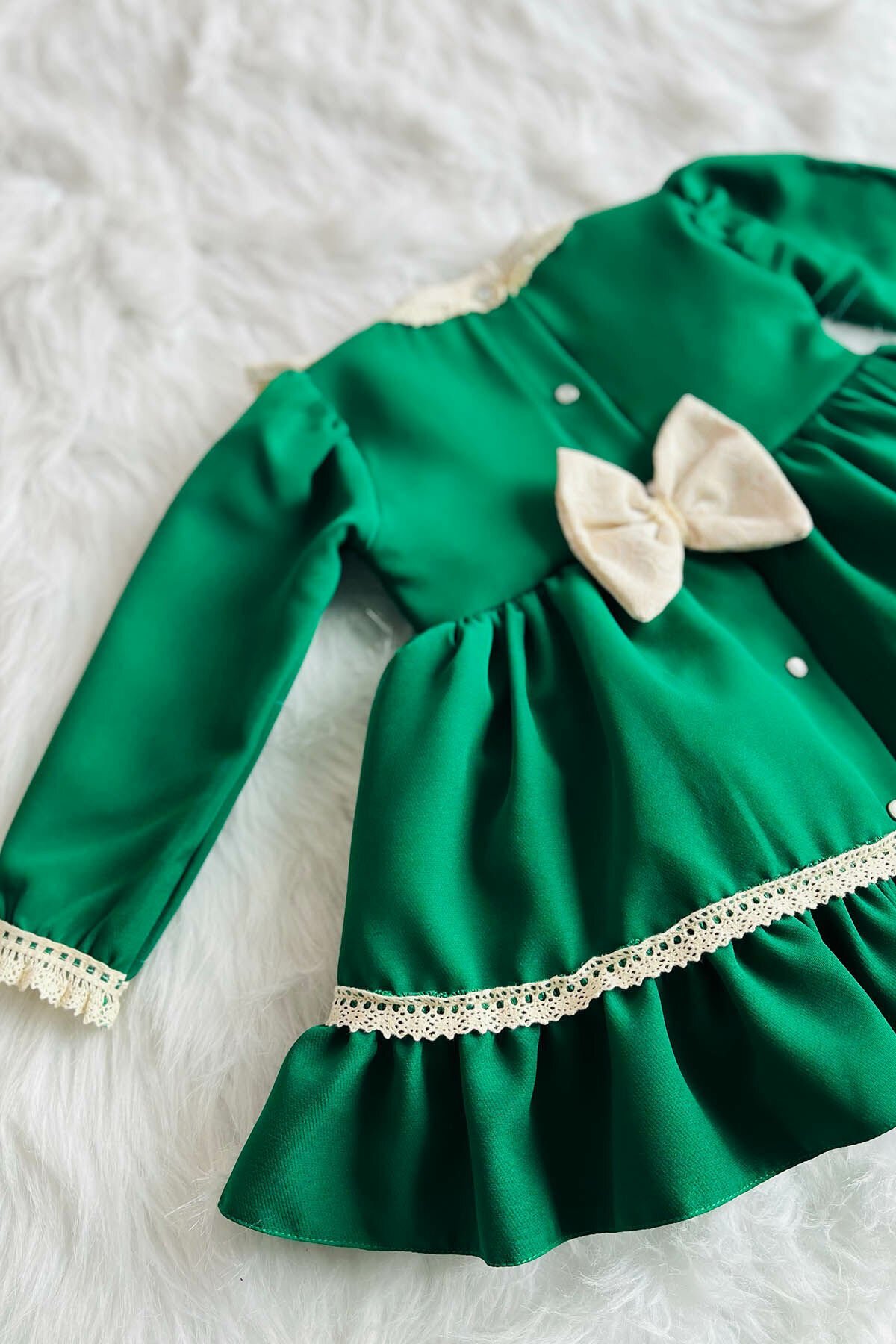 توری طرح ویژه لباس شب سبز لباس نوزادی دخترانه